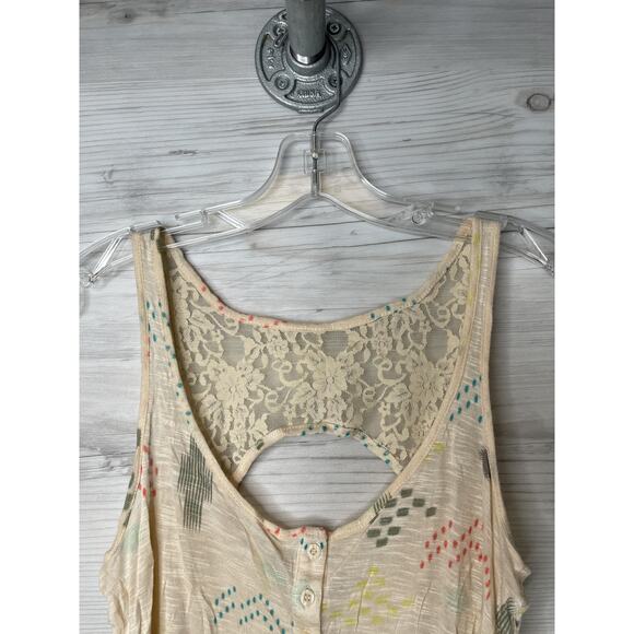 Kirra Tank Top Womens XS Cream Lace Back Button Front Sheer Boho Festival Summer - Picture 2 of 10